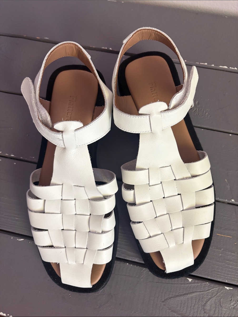 Flattered White Woven Leather Slingback Sandals - Picture 5 of 7